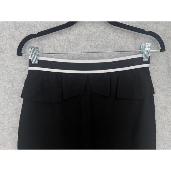 Sandro Textured Preppy Business Peplum Pencil Skirt, Black/White, US Size 6 - Picture 2 of 10